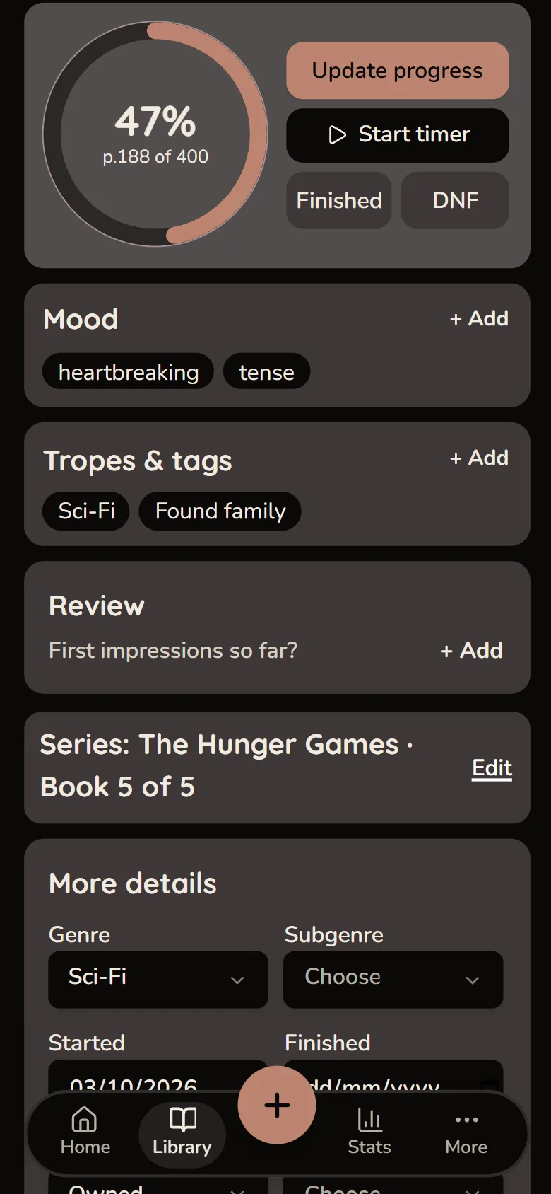 Readezvous Mood and tropes screen