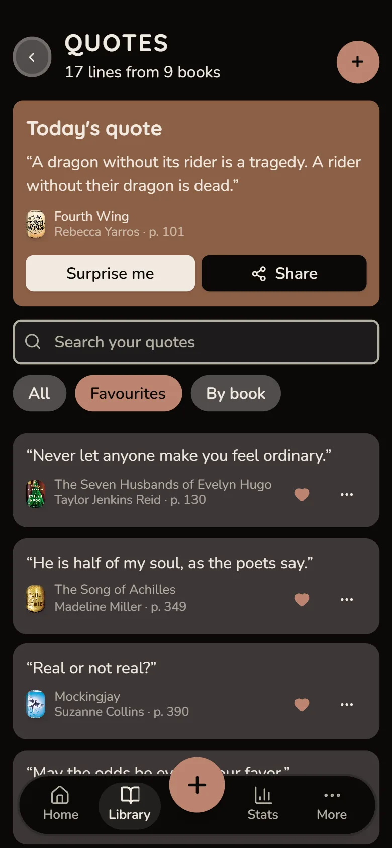 Readezvous Quotes screen
